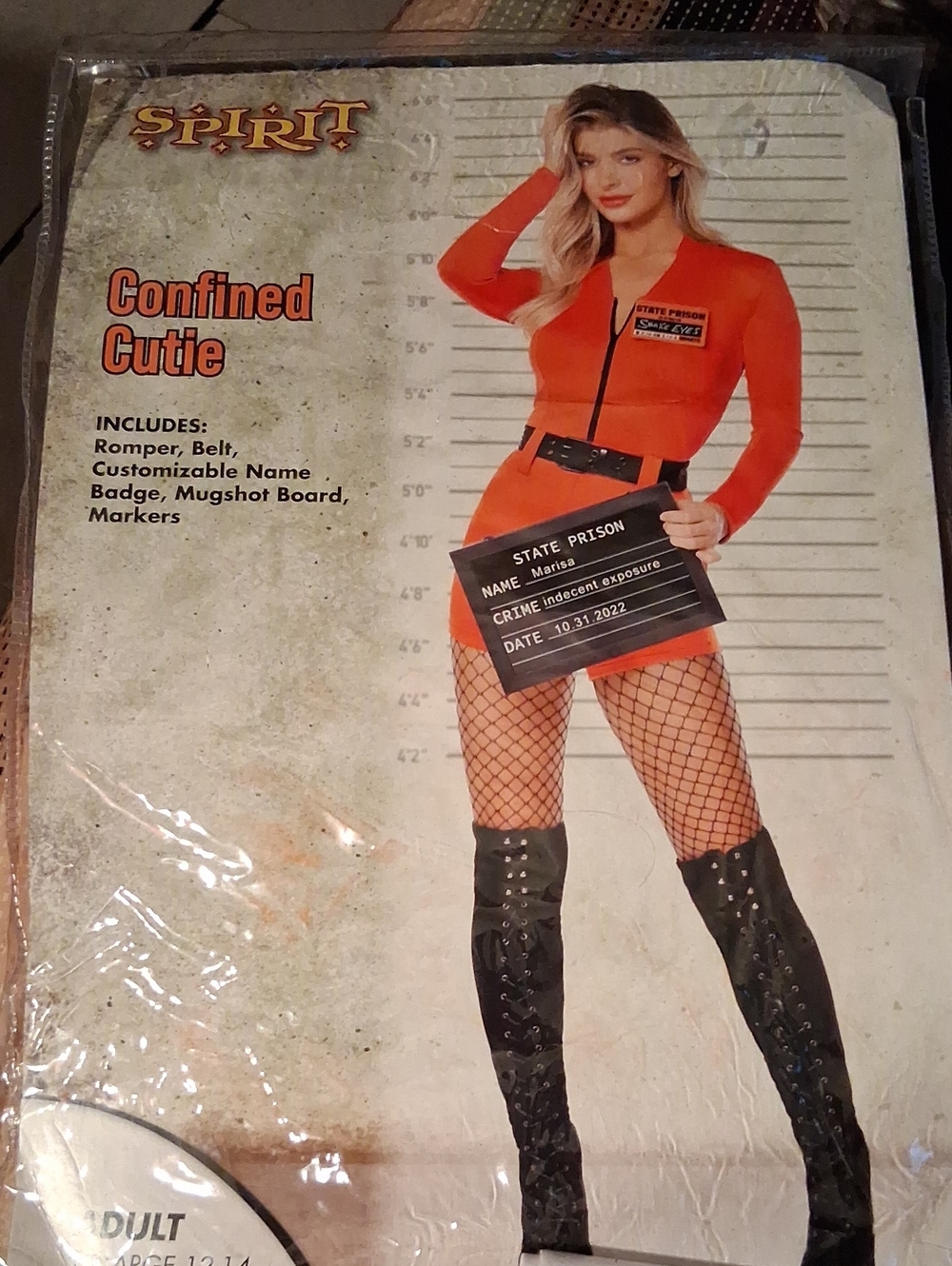 Spirit Women's Orange Prisoner Romper Costume with Belt